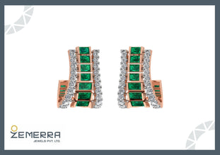 Daily Wear 14K Gold Diamond Hoop Earrings Sarafa Bazar India