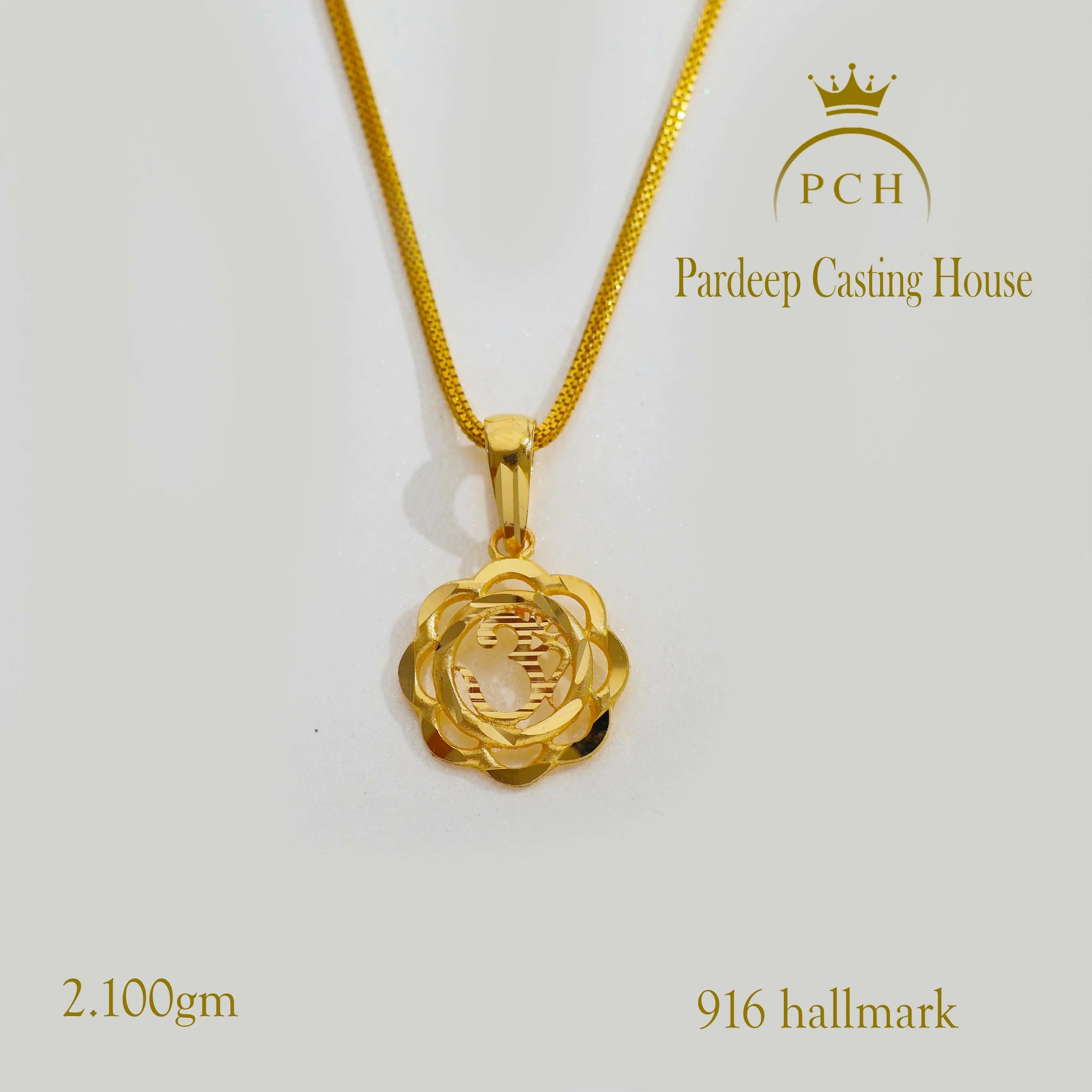 Dainty Glossy Chic 22kt Gold OM Pendant Sarafa Bazar India