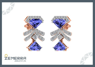 Dazzling Diamond Drop Earrings in 14K Rose Gold Sarafa Bazar India