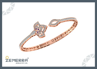 Dazzling Diamond Floral Patterned Bracelet In 14K Gold Sarafa Bazar India