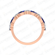 Premium 14K Rose Gold Diamond Tripal Row Band Ring Sarafa Bazar India