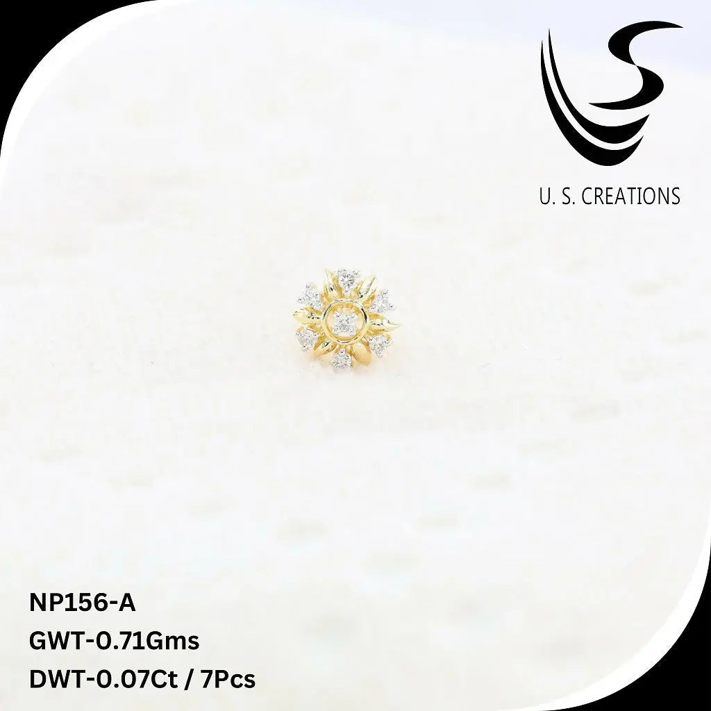Delicate Gold & Diamond Nose Pin -NP-156-A Sarafa Bazar India