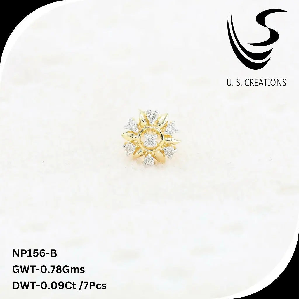 Delicate Gold & Diamond Nose Pin -NP-156-B Sarafa Bazar India