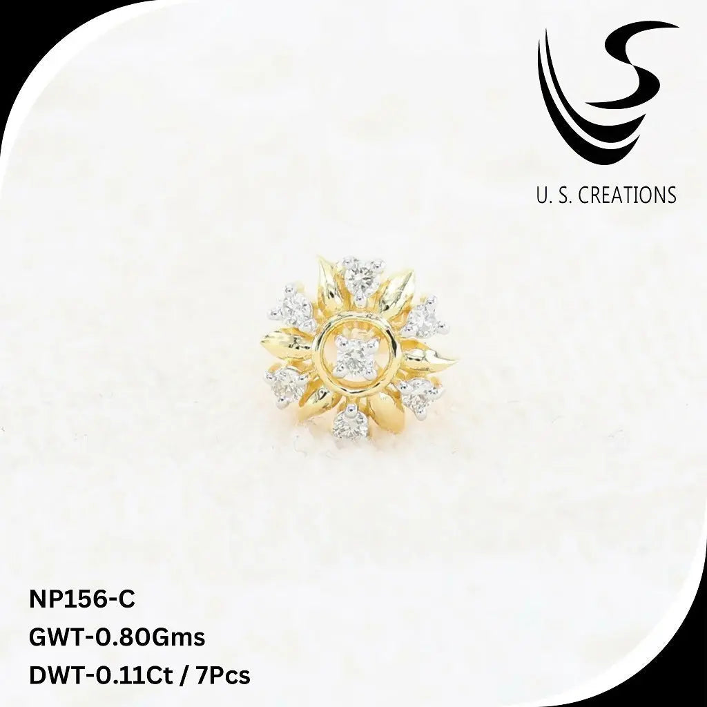 Delicate Gold & Diamond Nose Pin -NP-156-C Sarafa Bazar India