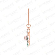 Dizzling 14K Rose Gold Diamond Pendant Set With Pearl Design Sarafa Bazar India