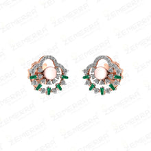 Dizzling 14K Rose Gold Diamond Pendant Set With Pearl Design Sarafa Bazar India