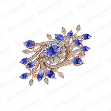 Dizzling Diamond Floral Ring With Amethyst Stone in 14K Gold Sarafa Bazar India