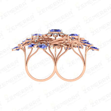 Dizzling Diamond Floral Ring With Amethyst Stone in 14K Gold Sarafa Bazar India