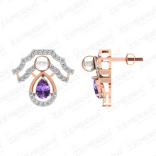 Lavish 14K Rose Gold Diamond Shield Drop Pendant Sarafa Bazar India