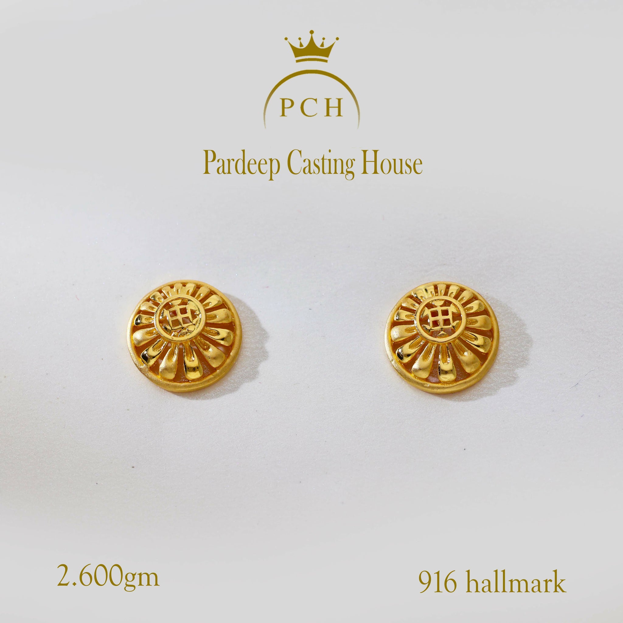 Circular Floral Gold Studs Earrings Sarafa Bazar India