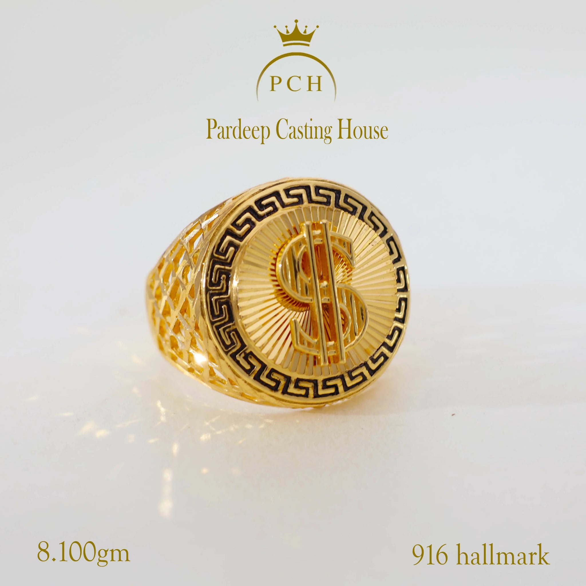 Dollar Logo Gents Gold Ring Sarafa Bazar India