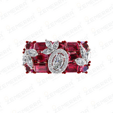 Stylish 14K Rose Gold Diamond Band Ring With Ruby Stone Sarafa Bazar India