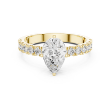 Pear Cut Lab Grown Diamond Women's Ring 9Kt Yellow Gold LR-74 Sarafa Bazar India