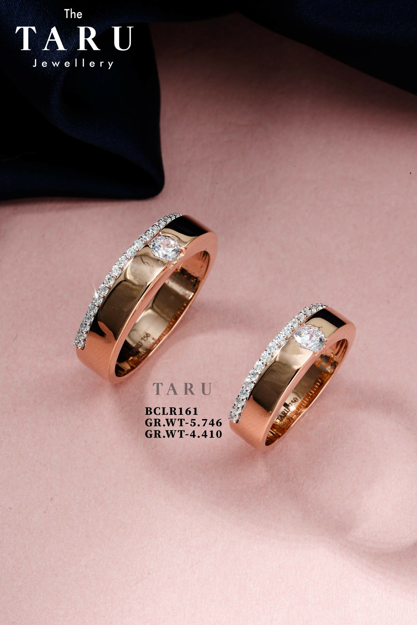 18kt Rose Gold Couple Band Sarafa Bazar India