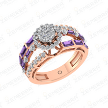 Premium 14K Rose Gold Diamond Engagement Halo Ring Sarafa Bazar India