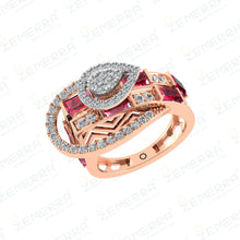 14k Gold Diamond Stylish Rings With Red Stone Sarafa Bazar India