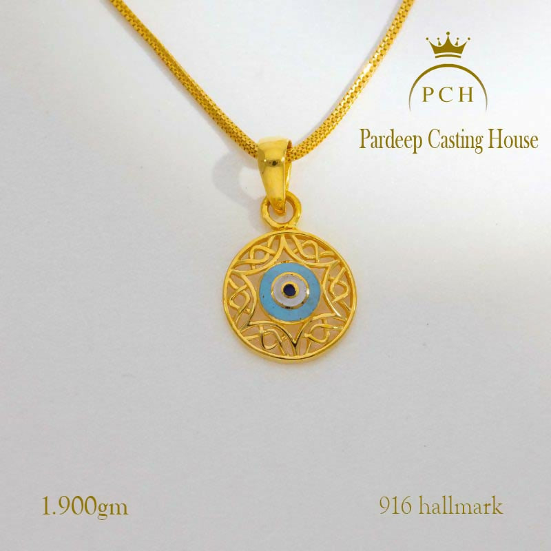 Greek Key Evil Eye Pendant Sarafa Bazar India