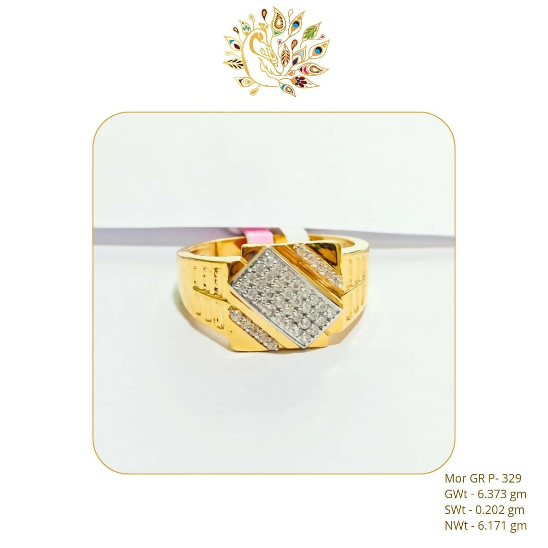 22kt Mor CZ Gents Ring Sarafa Bazar India