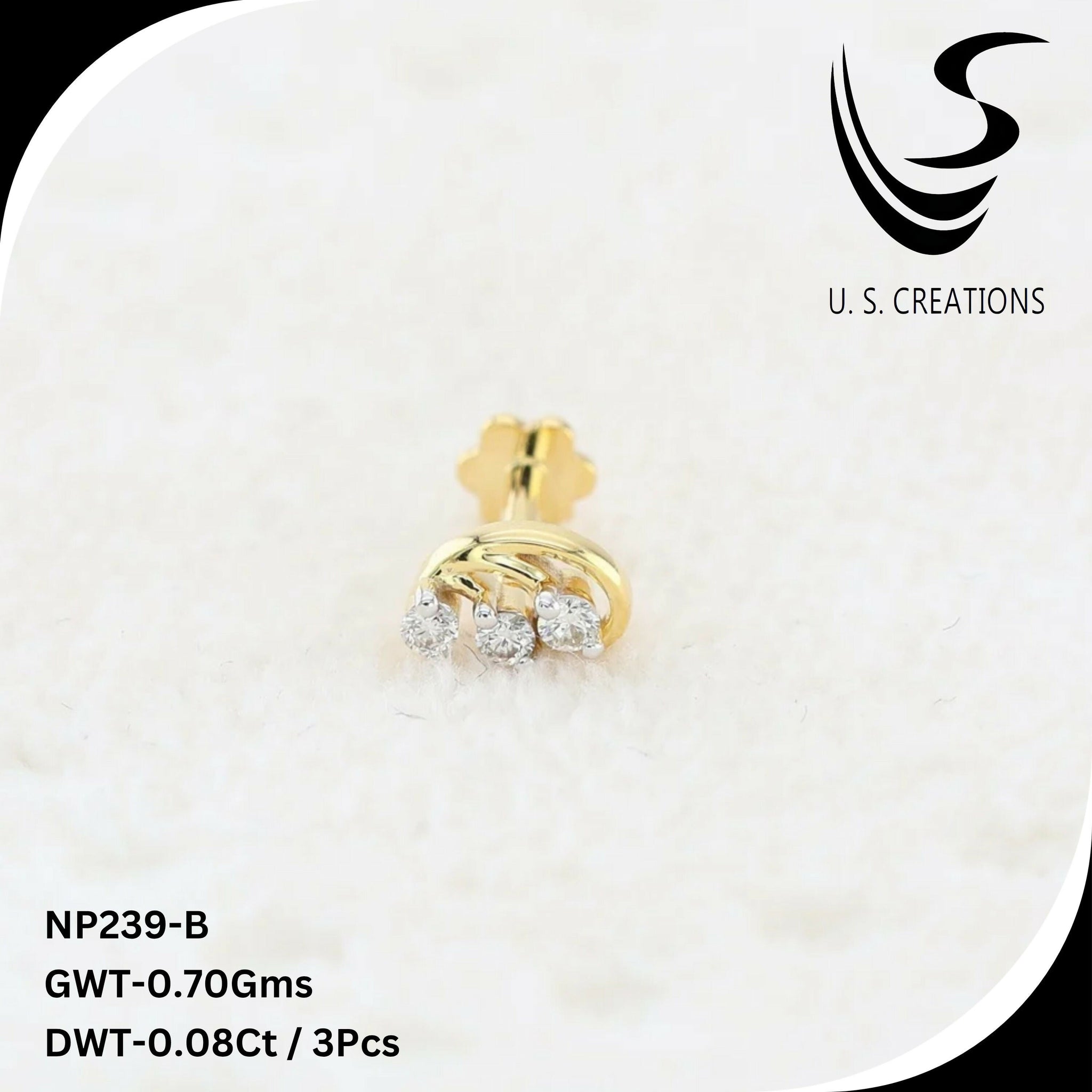 Elegant Round Diamond Nose Pin -NP-239-B Sarafa Bazar India