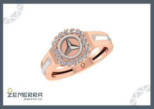 Classy 14K Gold Diamond Ring with Mercedes-Benz logo design