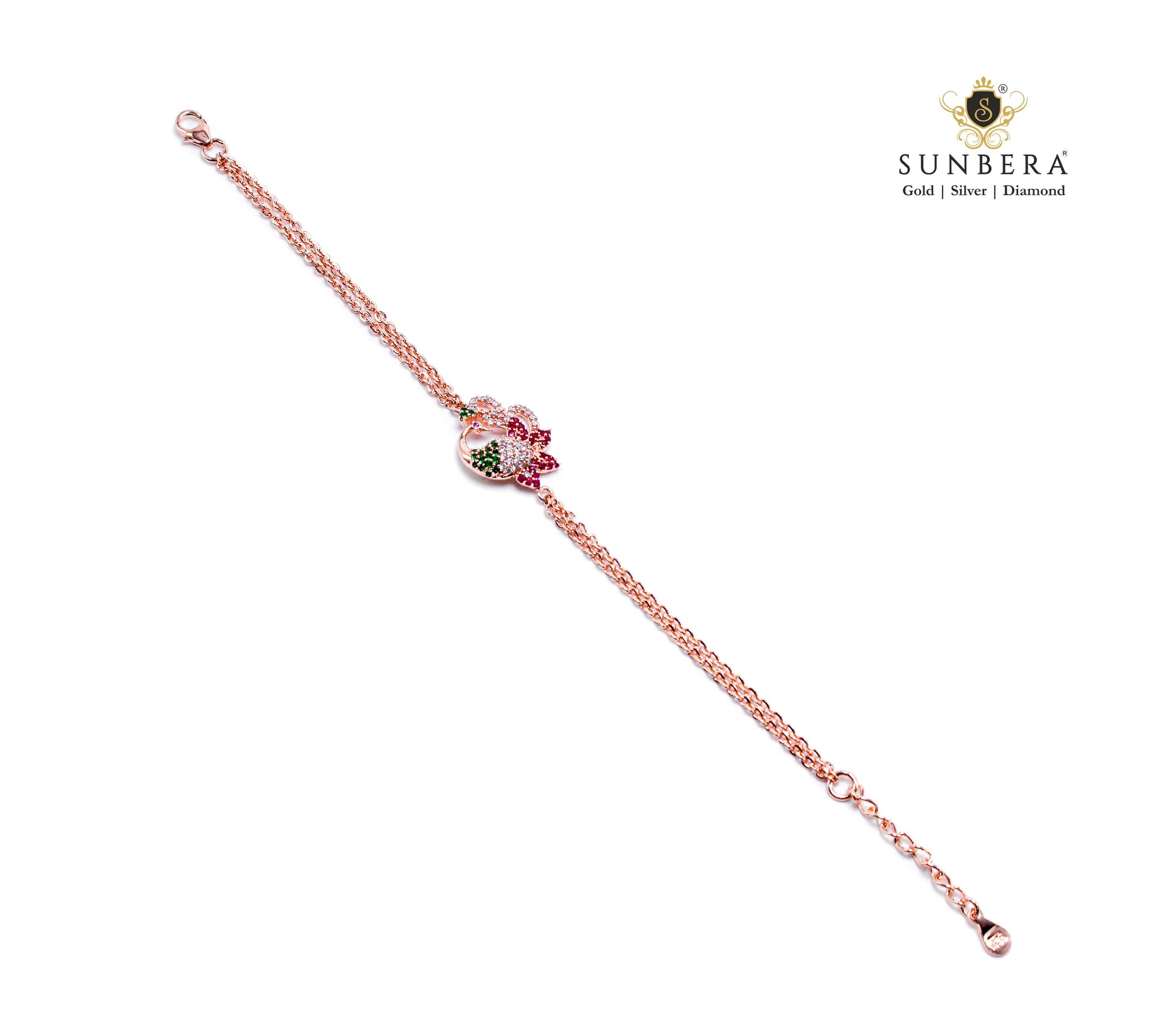 925 Silver Rose Gold Ladies Bracelet Sarafa Bazar India