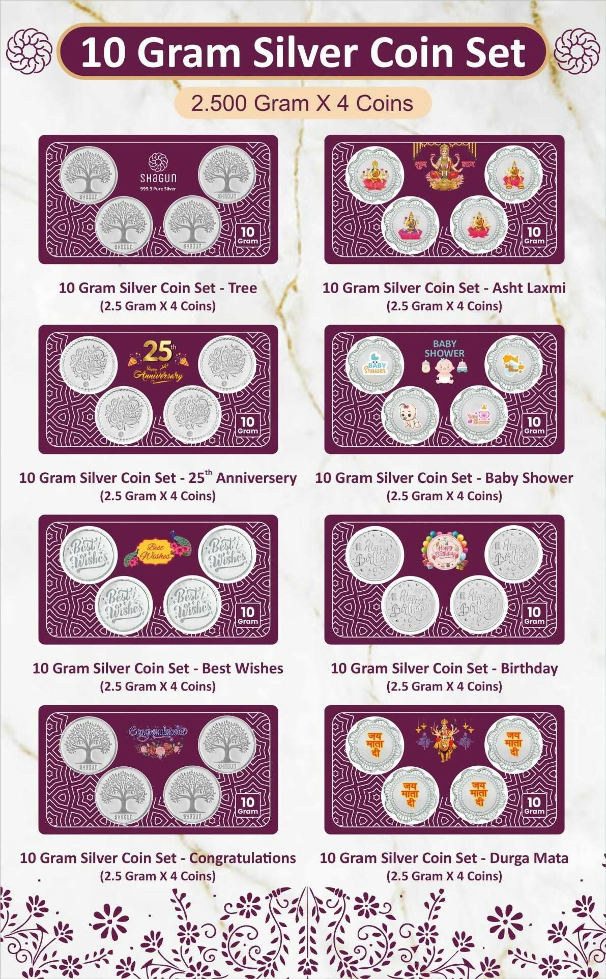 10gm Silver Coin Set Sarafa Bazar India