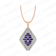 Elegant 14K Gold Diamond Blue Sapphire Stone Pendant Set Sarafa Bazar India