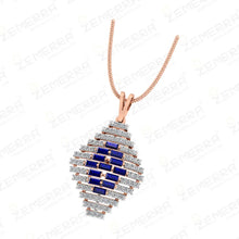 Elegant 14K Gold Diamond Blue Sapphire Stone Pendant Set Sarafa Bazar India