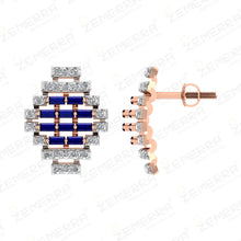 Elegant 14K Gold Diamond Blue Sapphire Stone Pendant Set Sarafa Bazar India