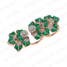 Elegant 14K Gold Diamond Kite Cut Double Finger Ring Design Sarafa Bazar India