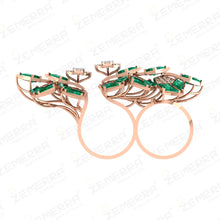 Elegant 14K Gold Diamond Kite Cut Double Finger Ring Design Sarafa Bazar India