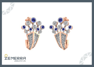 Elegant 14K Rose Gold Diamond Blue Gemstone Bali Design