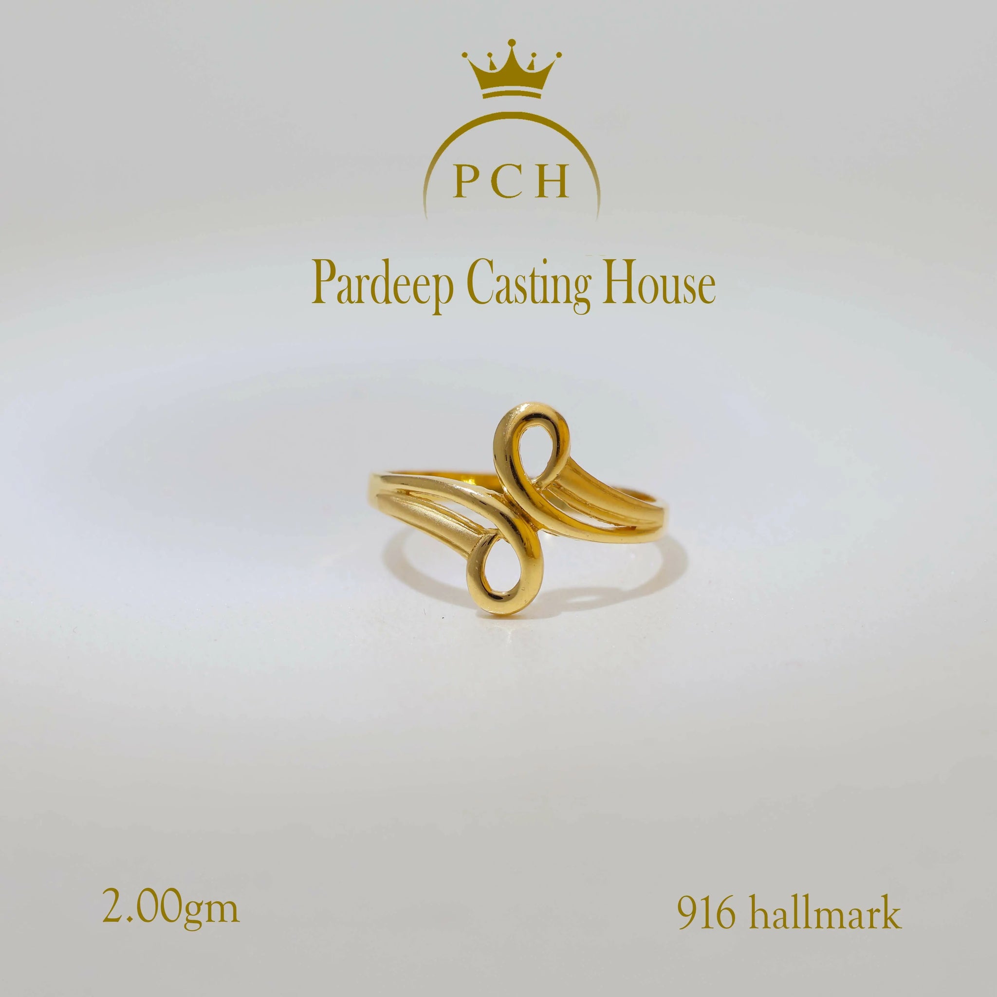 Elegant Intertwined Crescents Gold Ring Sarafa Bazar India