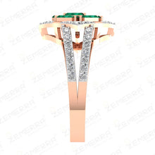 Emerald Baguette Ring with Marquise Diamond Frame Sarafa Bazar India