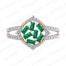 Emerald Baguette Ring with Marquise Diamond Frame Sarafa Bazar India