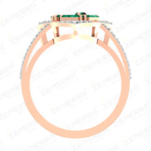 Emerald Baguette Ring with Marquise Diamond Frame Sarafa Bazar India