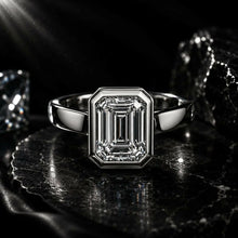 Emerald Cut lab Grown Diamond 9KT White Gold Women's Ring Sarafa Bazar India
