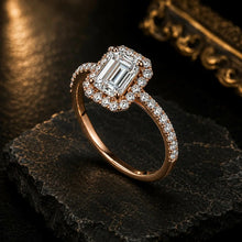 Emerald Cut lab Grown Diamond Women's Ring 9KT Gold Sarafa Bazar India