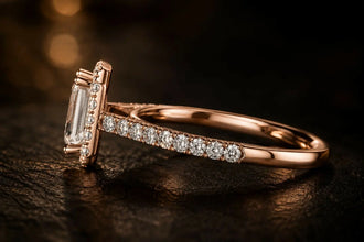 Emerald Cut lab Grown Diamond Women's Ring 9KT Gold Sarafa Bazar India