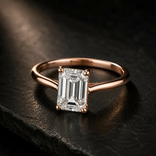Emerald Cut lab Grown Diamond Women's Ring 9KT Rose Gold Sarafa Bazar India