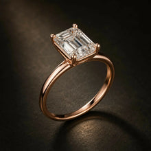 Emerald Cut lab Grown Diamond Women's Ring 9KT Rose Gold Sarafa Bazar India