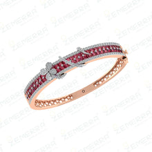 14K Gold Diamond Bracelets With Red Stone Sarafa Bazar India