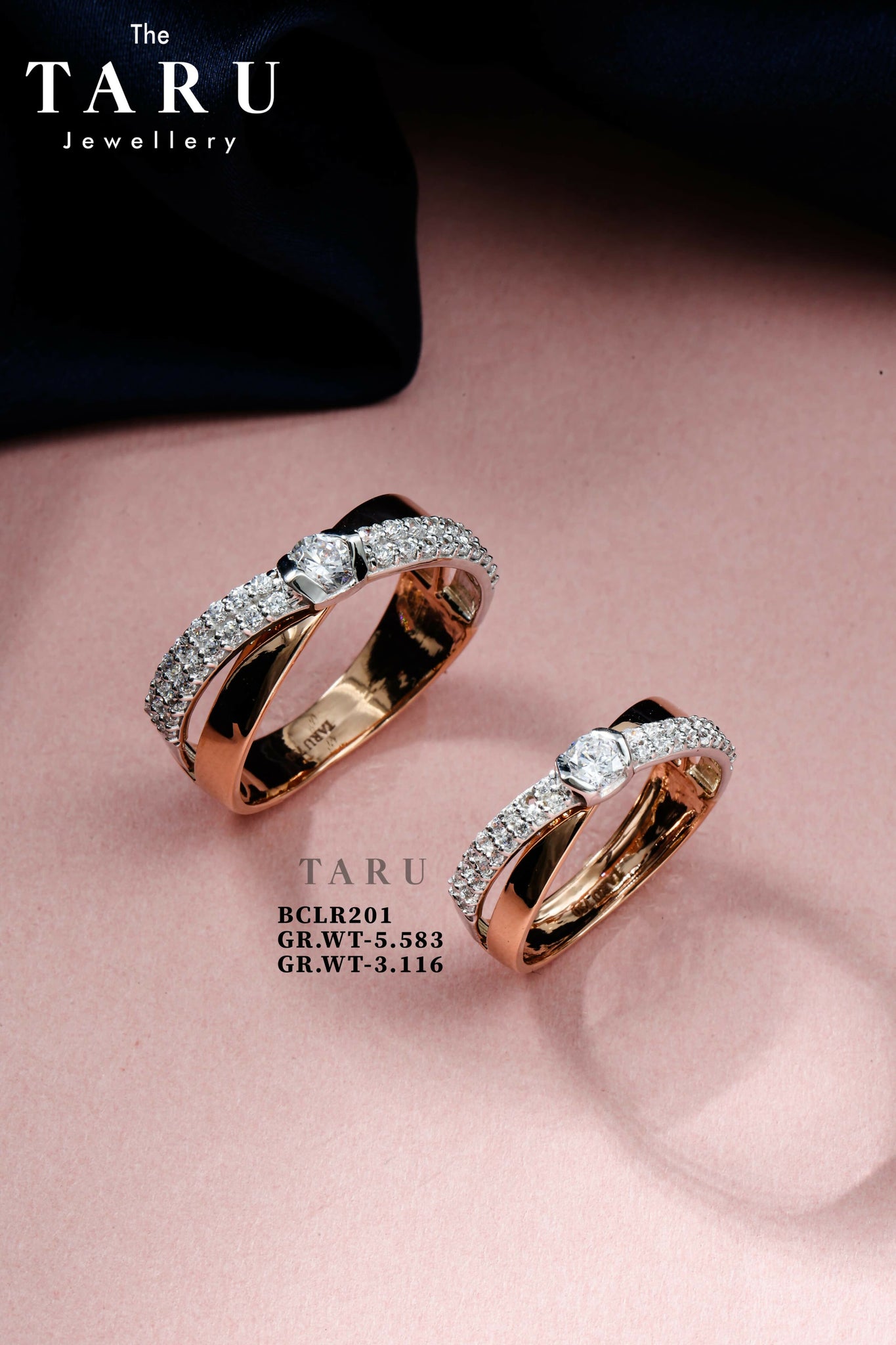 18kt Rose Gold Couple Band Sarafa Bazar India