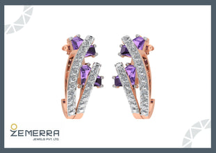 Excellent 14KT Rose Gold Diamond J Shaped Bali Sarafa Bazar India