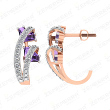 Excellent 14KT Rose Gold Diamond J Shaped Bali Sarafa Bazar India