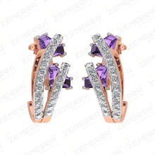 Excellent 14KT Rose Gold Diamond J Shaped Bali Sarafa Bazar India