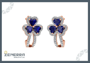 Exclusive 14K Rose Gold Diamond Floral Shape Bali Earring Sarafa Bazar India