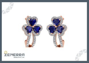 Exclusive 14K Rose Gold Diamond Floral Shape Bali Earring Sarafa Bazar India