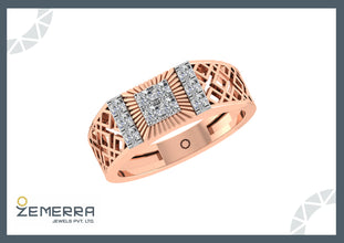 Exquisite Diamond Men's Ring in 14K Rose Gold Sarafa Bazar India