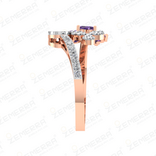 Sparking 14KT Rose Gold Diamond Floral Ring Sarafa Bazar India